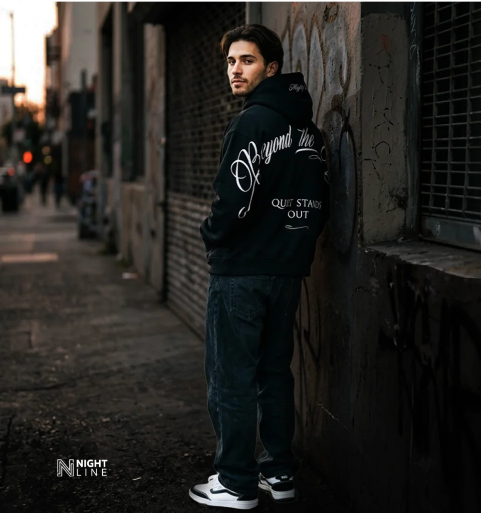 Hoodie Night Line Mockup Streetwear